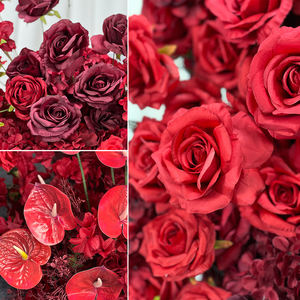 ซุ้มดอกไม้ประดิษฐ์สีแดงเข้มหรูหรา ทำด้วยผ้าไหม รูปทรงโค้ง สำหรับตกแต่งงานเลี้ยงฉลองสมรส - Product Image 4