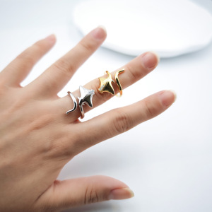 925 из стерлингового серебра, родиевое позолоченное украшение в виде океанических животных, кольцо с открытым лучом для женщин, повседневные кольца для ската - Product Image 4