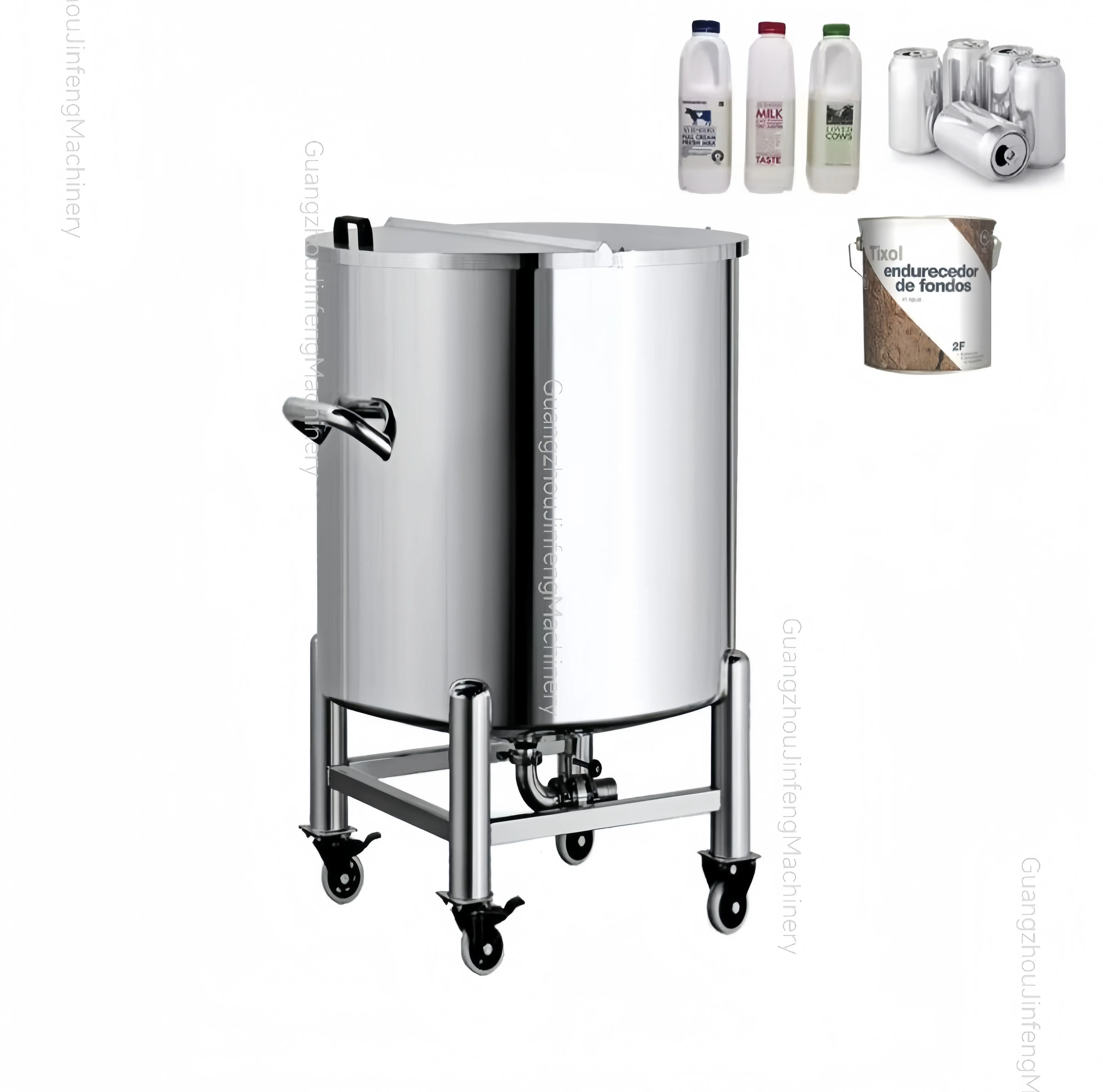 Preço líquido de água de aço inoxidável para cozinhar vegetais com leite 500 litros, óleo de oliva, perfume cosmético, líquido móvel, tanques de armazenamento