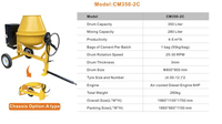 Bétonnière à tambour portable de haute qualité, mini, mobile, diesel, électrique, à haut rendement, productivité 2 m³/h