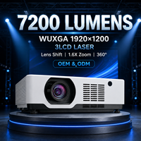 Projecteur laser 3LCD commercial 7200 lumens WUXGA 1920x1200 avec déplacement et zoom flexibles du zoomer