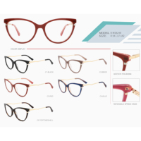 Vente en gros de lunettes optiques œil de chat de haute qualité montures acétate biodégradable temple métallique filtre à lumière bleue lecture stock prêt