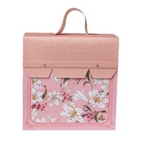 Boîte cadeau rigide florale avec poignée, en papier artistique, design rectangulaire gaufré, pour emballage cadeau et artisanat