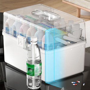 קישוט הבית קיבולת גדולה pp פלסטיק בר קיימא מבריק המשפחה רפואה תיבת שכבת גלולת אחסון לשימוש משפחתי yn01 - Product Image 4