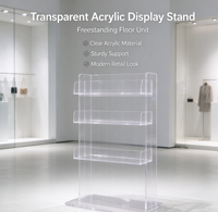 Étagère de présentation à 3 niveaux en acrylique transparent pour vitrine de magasin, exposition de produits