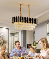 Moderne élégant grand luxe doré rond cercle cristal rock lustre lumière décoration lustres créatifs pour salon