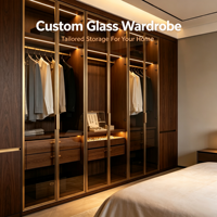 Armario Modular de Madera Moderno y Personalizable con Puertas de Vidrio, Ecológico, Duradero, Fácil de Montar, Mueble de Dormitorio para el Hogar