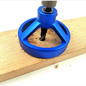 Guide de perçage de trou à angle droit Guide de perçage vertical à 90 degrés Outils de travail du bois bleu anodisé en alliage d'aluminium - Product Image 5