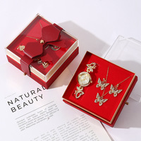Coffret Cadeau Créatif Fête des Mères : Boucles d'Oreilles Cœur en Acier Inoxydable, Collier, Montre à Quartz, Sérigraphié pour Maman, Petite Amie