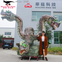Statue de Dragon chinois, parc à thème, taille réelle, modèle de Dragon à trois têtes Animatronic