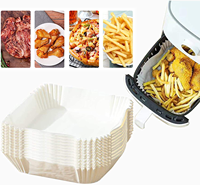 Revêtement jetable carré en pulpe alimentaire pour friteuse à air, double face, enduit d'huile, 8 pouces, résistant à la graisse, imperméable, écologique, pour four