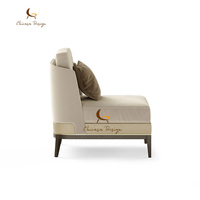 Canapé individuel de luxe classique, dossier minimaliste angulaire, revêtement textile raffiné, couleur personnalisée, fauteuil de réception pour appartement