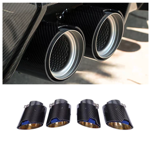 Terminali di Scarico in Fibra di Carbonio e Titanio Bruciato per BMW M3 G80 M4 G82 G83 M2 G87 G8X 2021+ 4 Pezzi Terminali M in Fibra di Carbonio Blu L&R - Product Image 1