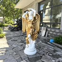 Sculpture de personnage occidental antique en laiton coulé grandeur nature, statue d'ange en bronze, décoration de fontaine pour extérieur, villa, parc, paysage