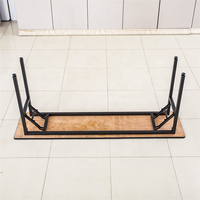 Table de banquet rectangulaire robuste pliable avec pieds en acier, plateau en contreplaqué, revêtement en PVC blanc, mobilier de salle à manger pour hôtel