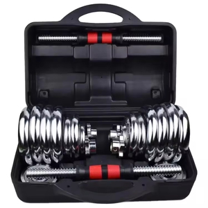 New <strong>50KG</strong> Adjustable <strong>Dumbbell</strong> <strong>Set</strong> with Connector Bar <strong>Chrome</strong> Plated Cast Iron <strong>Barbell</strong> Combination for Home Gym Strength Training - Product Image 1