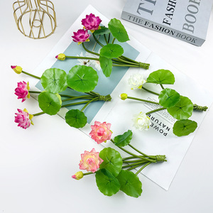 Flor de loto simulada de 23cm, flor artificial de seda para decoración del hogar, boda, estilo Zen chino - Product Image 3