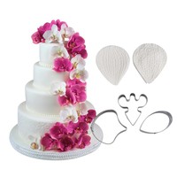 Homesun HY Gumpaste Papillon Orchidée Pétale Silicone Veiner Cutter Set Fondant Gâteau Moule