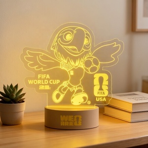 Lampe LED en acrylique sur le thème de la Coupe du Monde <span class=keywords><strong>FIFA</strong></span> 2026 aux États-Unis, motif mascotte, lumière changeante de couleur, interrupteur tactile, décoration de bureau, souvenirs sportifs - Product Image 3