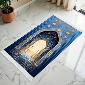Vendita diretta della fabbrica Tappeto stampato moderno per la preghiera di famiglia pieghevole morbido Tappetino moderno da viaggio a casa coperta islamica portatile - Product Image 3