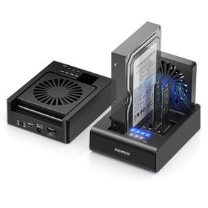 FIDECO Usb <span class=keywords><strong>3.2</strong></span> 10Gbps 2.5 3.5 pollici Hdd Sata Dock 2 Bay tipo C M.2 Nvme Clone Docking Station con ventola di raffreddamento - Product Image 1