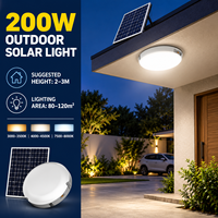 Lampu Plafon Tenaga Surya 200W IP65 dengan Remote Control untuk Gudang, Teras, dan Taman, Dilengkapi Panel Surya Mono Terpisah