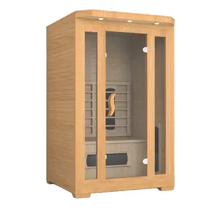 Pièce de sauna en bois sèche à infrarouge lointain pour 4 personnes avec panneau de commande