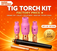 Aksesoris Obeng Las Tig WP17/18/26, Nosel Keramik, Body Collet, Backcap, Perlengkapan Las Argon Arc Tig, Buatan China