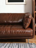 Italienisches einfaches minimalist isches Kunst sofa Flache gerade Reihe Echtes Leders ofa für Wohnzimmer möbel Set für Hotel Villa Heimgebrauch