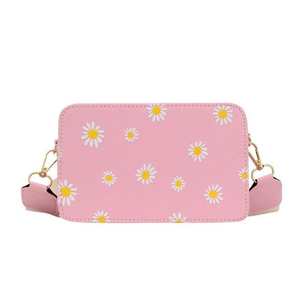 Sac à bandoulière pour femme tendance, sac à bandoulière avec petit motif floral carré, large bandoulière, sac tendance - Product Image 4