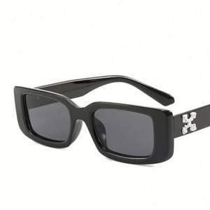 Lunettes de soleil carrées noires vintage personnalisées 2022 pour hommes, protection UV400, monture en X, petites lunettes rectangulaires pour femmes - Product Image 5