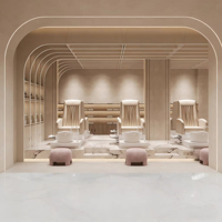 Décoration de magasin de manucure minimaliste moderne, design d'intérieur de salon de manucure, service de conception personnalisé tout-en-un pour salon de beauté commercial