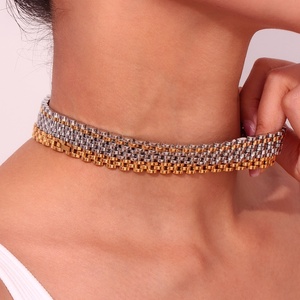 Dreamshow cinturino 18K placcato <span class=keywords><strong>oro</strong></span> gioielli catene impermeabili Colier Pour Femme <span class=keywords><strong>Collier</strong></span> En Acier inossidable gioielli regalo Set - Product Image 4