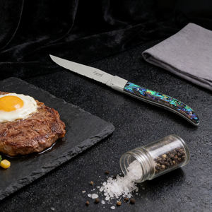 Ensemble de couteaux en acier inoxydable 1.4116, 6 pièces, tranchants comme des rasoirs, à lame dentelée, manche en nacre, ensemble de couteaux à steak Laguiole avec boîte cadeau en bois - Product Image 5