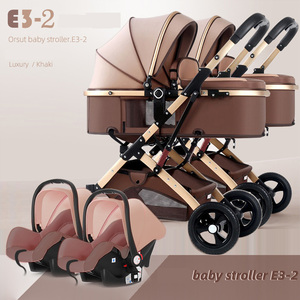 <span class=keywords><strong>Poussette</strong></span> double pour bébés jumeaux avec deux sièges et <span class=keywords><strong>poussette</strong></span> chauffante pour <span class=keywords><strong>voiture</strong></span> avec canope chargée - Product Image 6