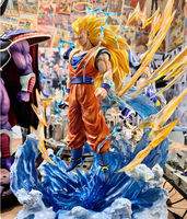 Figura de Resina de Goku Super Saiyan 3 de Dragon Ball Z, Coleccionable de Anime para Exhibición y Regalo, con Efecto de Aura Dinámica