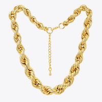 Collier en laiton plaqué or 18 carats, chaîne torsadée irrégulière et creuse, style hip-hop pour femmes, P243464