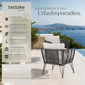 Tectake Set of 2 Steel Frame Lounge <strong>Chairs</strong>-Outdoor Garden &amp; Balcony Furniture for <strong>Conservatory</strong> Use - Product Image 3