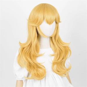 Perruque de cosplay jaune à <span class=keywords><strong>cheveux</strong></span> longs relevés <span class=keywords><strong>avec</strong></span> couronne, fabriquée à la machine, peut être permanentée et teinte – Offre spéciale - Product Image 5