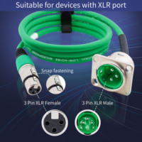 Câble d'extension XLR 3 broches à double blindage pour montage sur panneau, avec connecteur mâle XLR à bride de type D et prise femelle, pour audio équilibré et éclairage DMX512