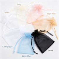 Pochette en organza avec cordon de serrage, logo personnalisé, multicolores, sac cadeau transparent pour mariage, bijoux, cosmétiques, emballage de bonbons