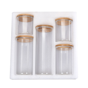 Frasco de contenedores de almacenamiento de alimentos de vidrio de borosilicato hermético de gran tamaño con tapa de bambú para almacenamiento de alimentos - Product Image 1
