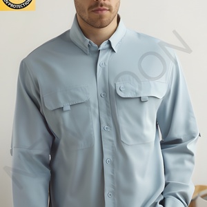 เสื้อเชิ้ตตกปลาและล่าสัตว์สำหรับผู้ชาย UPF 50+ แขนสั้น เสื้อทำงาน ป้องกันแสงแดด ระบายอากาศดี ติดกระดุม มีกระเป๋าซิป - Product Image 2