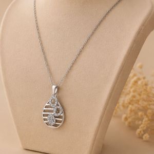 925 Silver Teardrop Pendant Necklace and Stud Earrings Set Cubic Zirconia Jewelry Gift for Women - Product Image 4