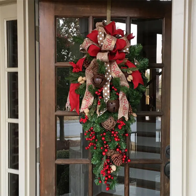 JFW-039 Christmas Upside Down Tree Christmas Wreath Hanging Artificial Xmas Wreath