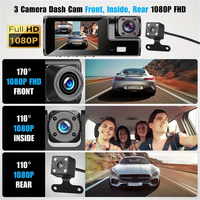 2.0 pouces ips écran large degré dash cam full hd 1080P wifi voiture dvr 3 lentilles tableau de bord caméra