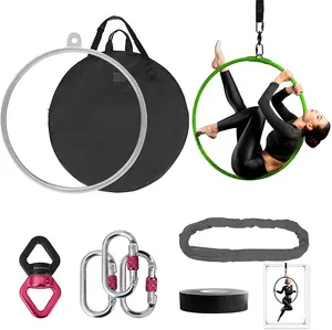 Lingkaran Dansa Aerial Lingkaran Lyra, Set Cincin Udara 85Cm/90Cm, Peralatan Udara Sirkus Kekuatan Penuh, Simpai Yoga dengan Aksesori