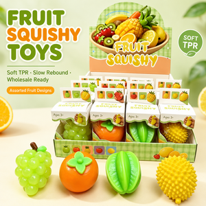 Bulk Assorted Fruit <b>Squishy</b> Toys Soft TPR Squeeze Toys with Display Box for Wholesale Gifts - Product Image 1