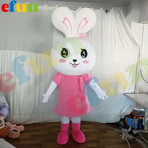 Efun MOQ 1 PC personalizado Pascua conejito mascota disfraz caminar dibujos animados conejo personajes mascota disfraz para la venta