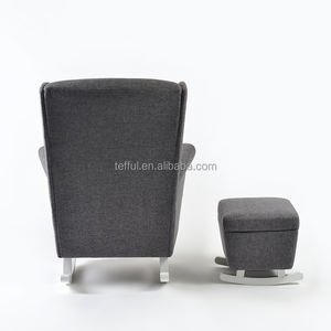Dark Grey Solid <b>Wood</b> <b>Rocking</b> <b>Chair</b> with High Backrest Indoor Home Furniture Soft Bag Upholstered Modern Design for Hotels - Product Image 6